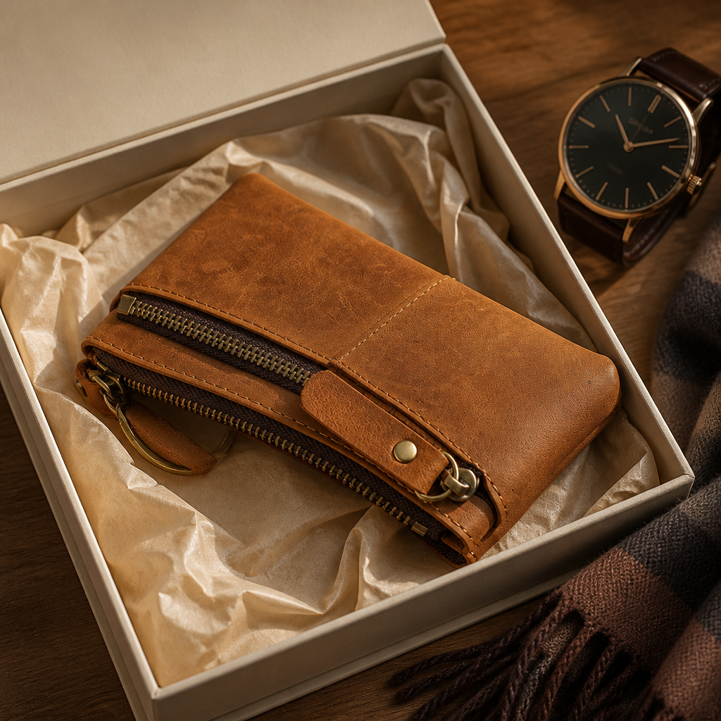 Porte-Monnaie Homme Long en Cuir Véritable