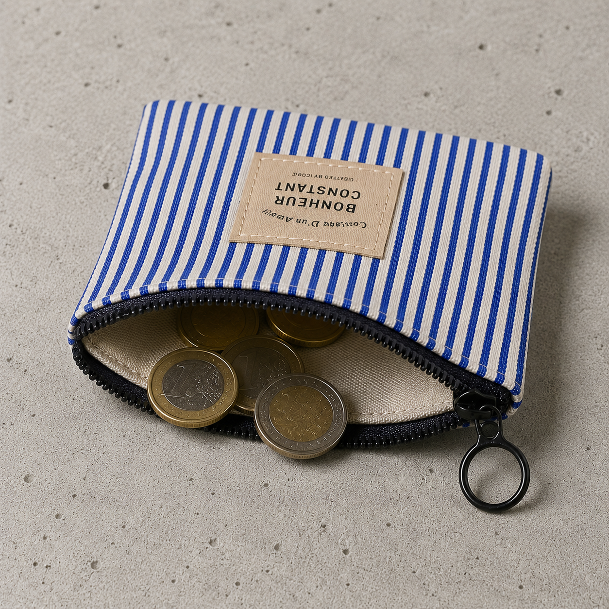 Porte-Monnaie Homme Plat en Toile Rayée