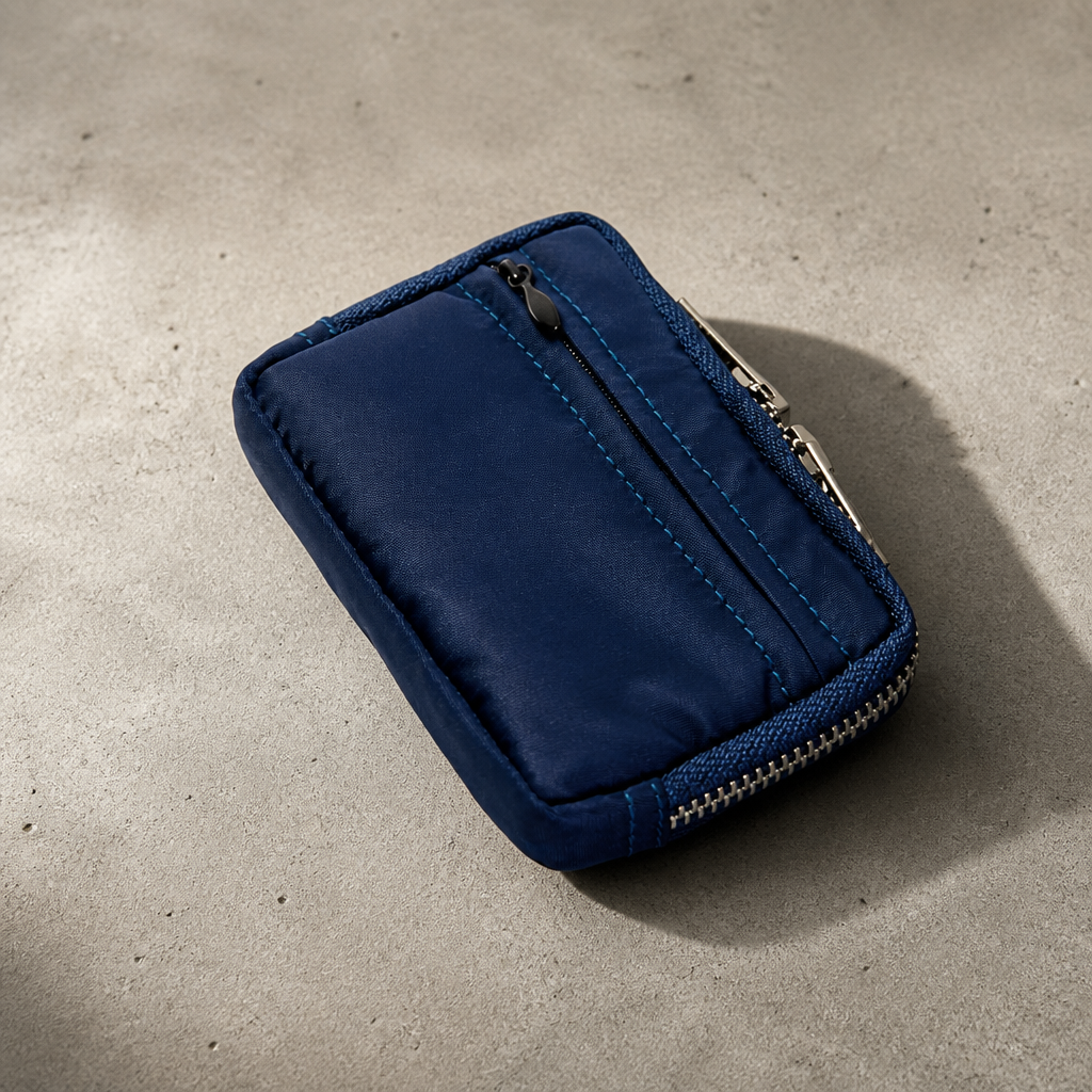 Porte-Monnaie Porte-Carte Homme Tissu Double Zip