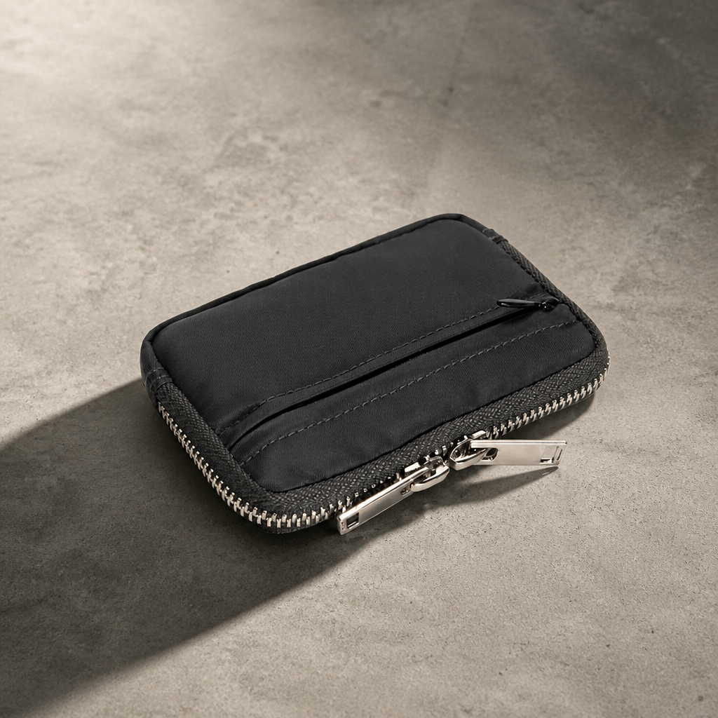 Porte-Monnaie Porte-Carte Homme Tissu Double Zip