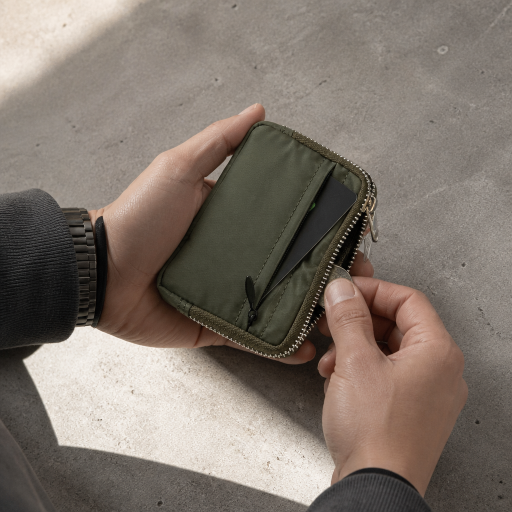 Porte-Monnaie Porte-Carte Homme Tissu Double Zip