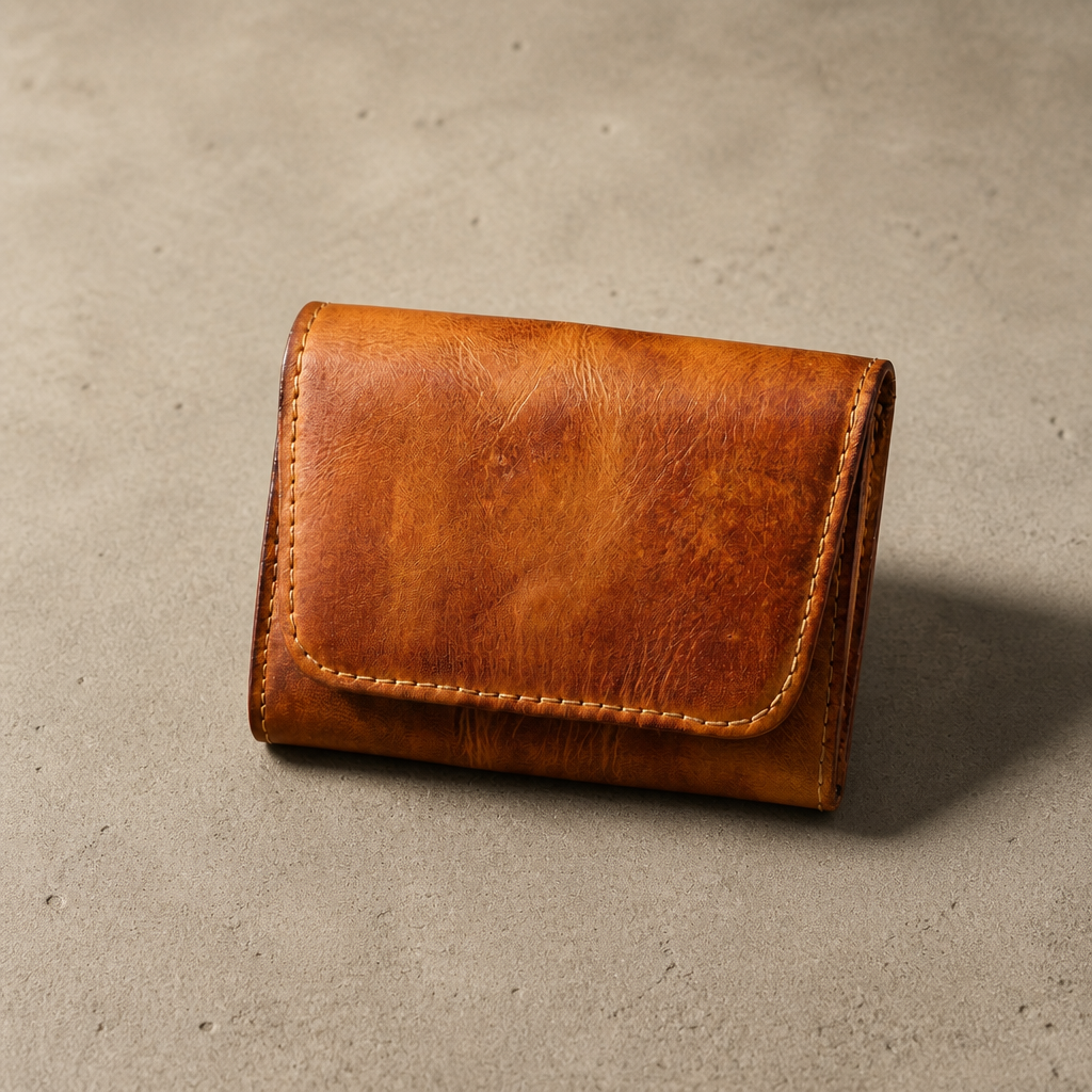 Porte-Monnaie Vintage Homme en Cuir Bouton-Pression