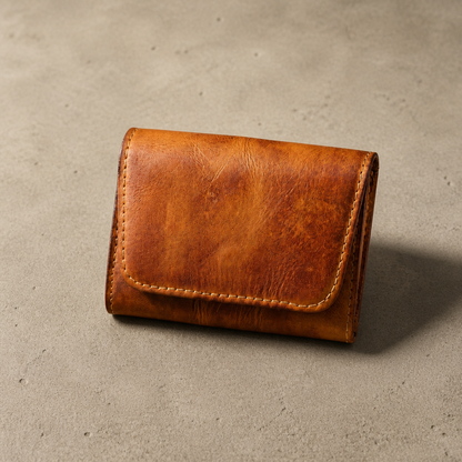 Porte-Monnaie Vintage Homme en Cuir Bouton-Pression