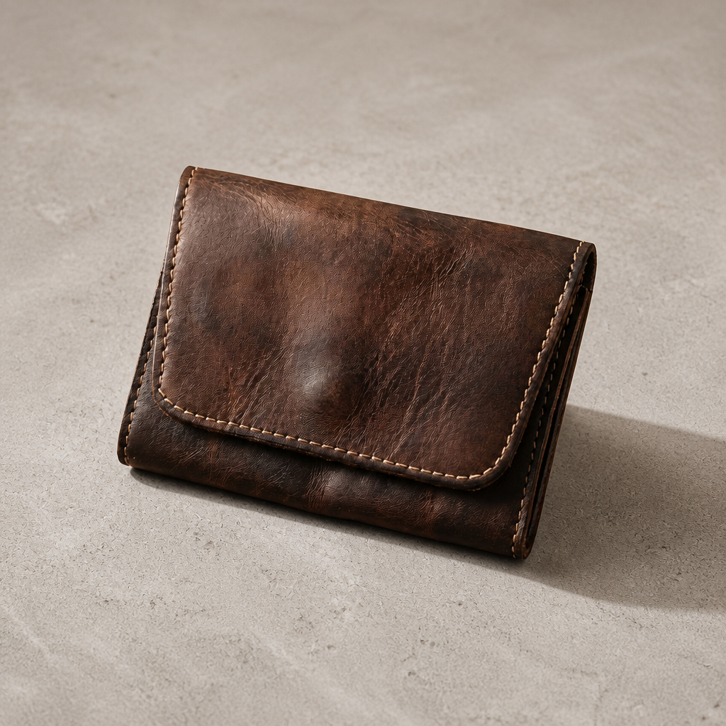 Porte-Monnaie Vintage Homme en Cuir Bouton-Pression