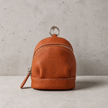 Porte-Monnaie Voyage Homme en Cuir Rond à Anneau