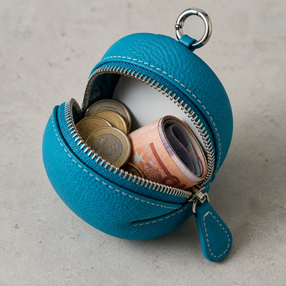 Porte-Monnaie Voyage Homme en Cuir Rond à Anneau