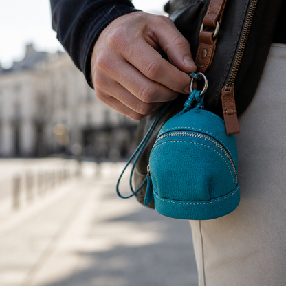 Porte-Monnaie Voyage Homme en Cuir Rond à Anneau