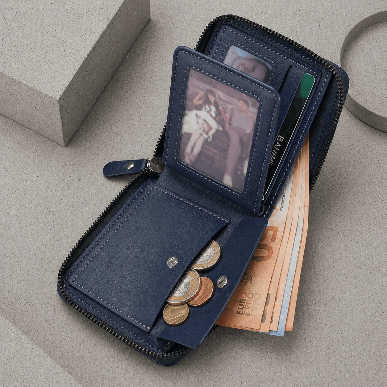 Portefeuille Homme Similicuir Effet Croco Zippé RFID
