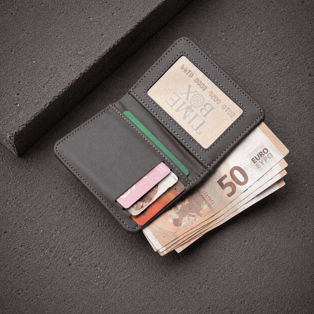 Portefeuille Compact Homme 2 Volets avec Poche Extérieure