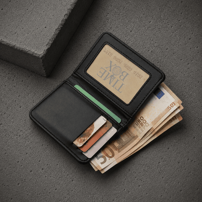 Portefeuille Compact Homme 2 Volets avec Poche Extérieure