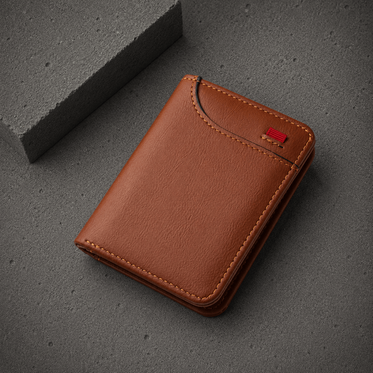 Portefeuille Compact Homme 2 Volets avec Poche Extérieure