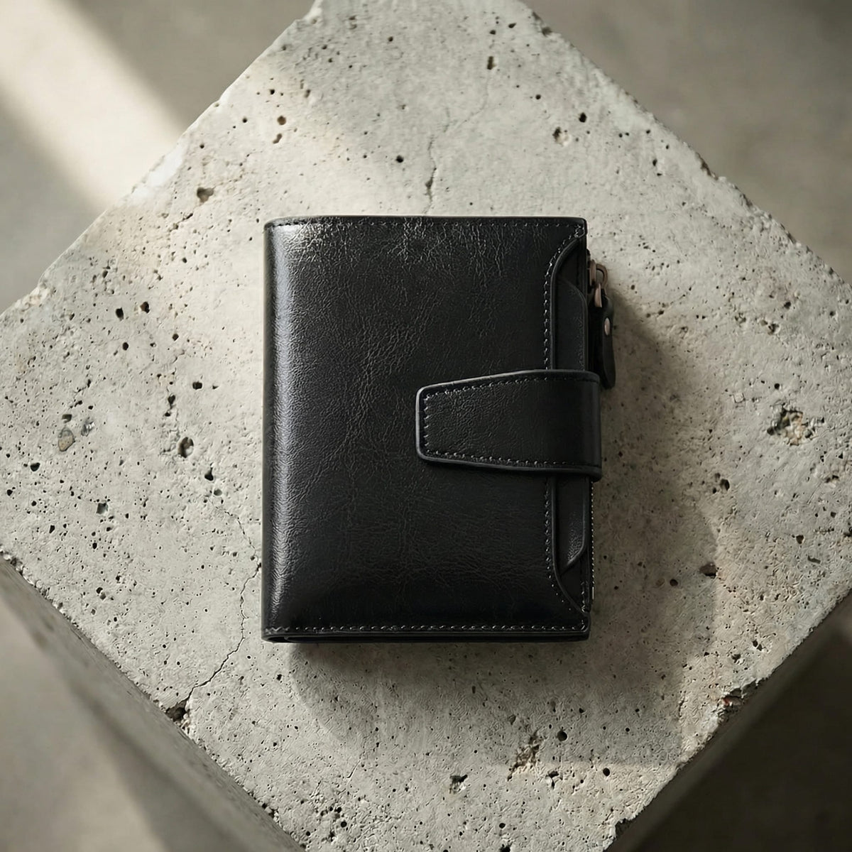 Portefeuille Homme Zippé RFID Porte-Monnaie 12 Cartes