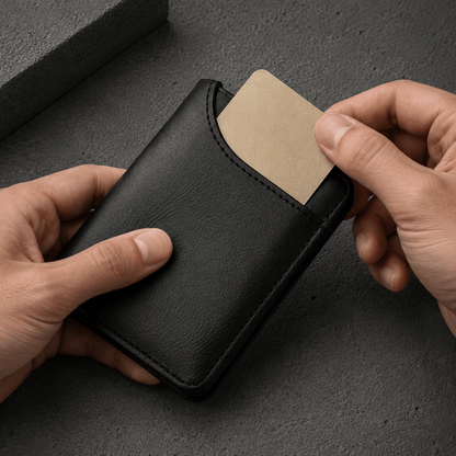 Portefeuille Compact Homme 2 Volets avec Poche Extérieure