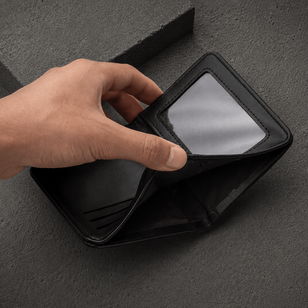 Portefeuille Compact Homme 2 Volets avec Poche Extérieure