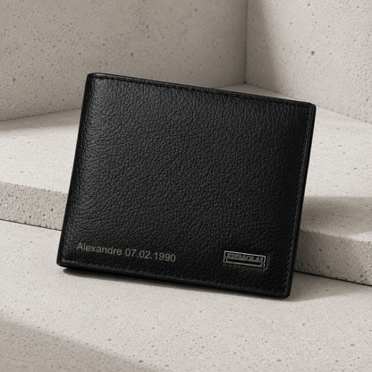 Portefeuille Cuir Gravé Homme, Prénom et Date