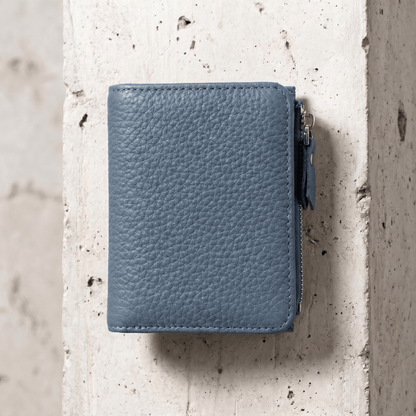 Portefeuille Cuir Homme Compact Zippé Porte-Monnaie RFID