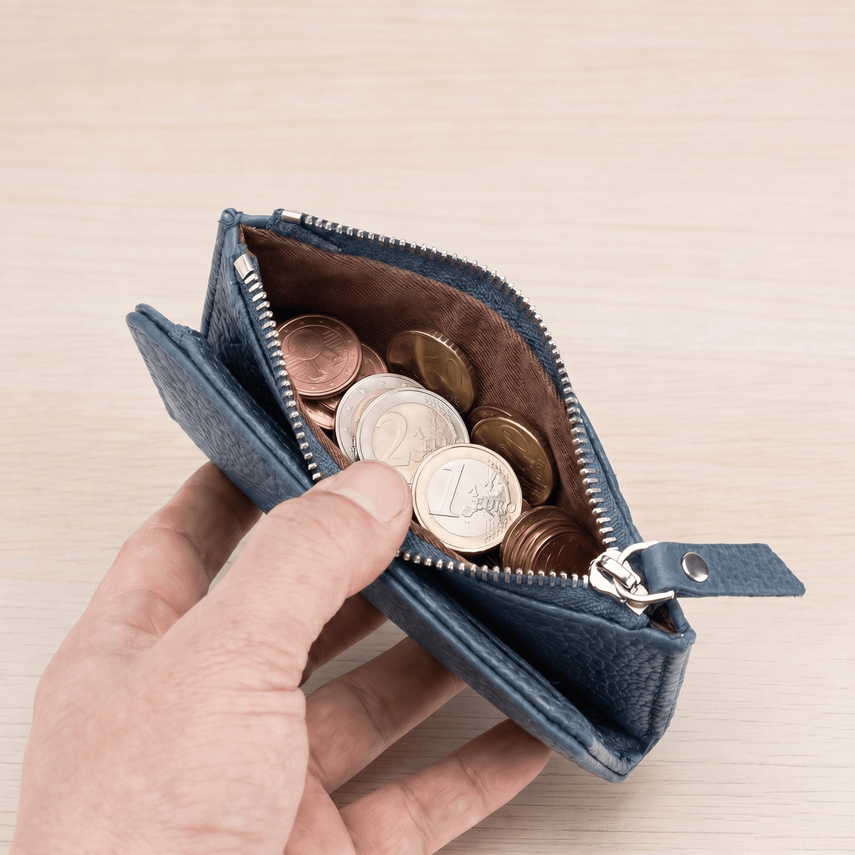 Portefeuille Cuir Homme Compact Zippé Porte-Monnaie RFID