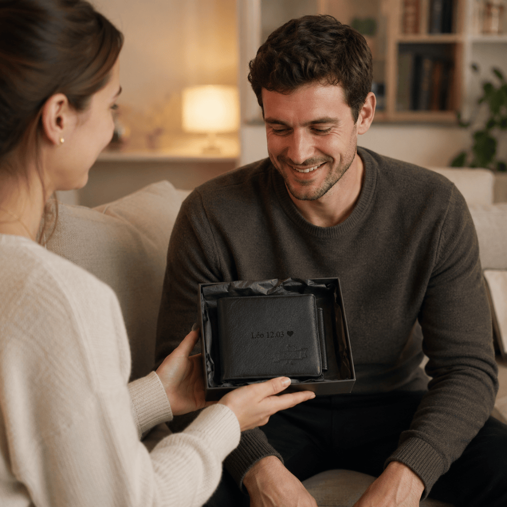 Portefeuille Cuir Homme Personnalisé Compact Zippé