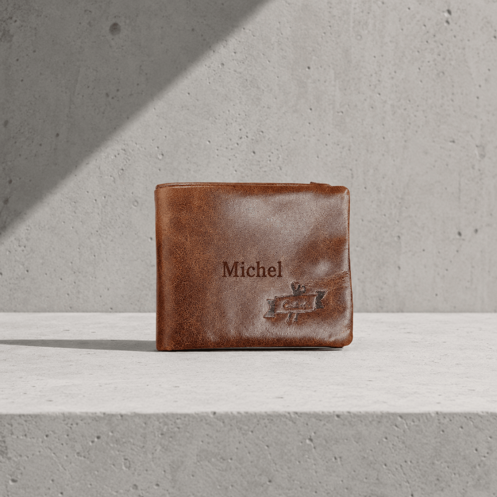 Portefeuille Cuir Homme Personnalisé Compact Zippé