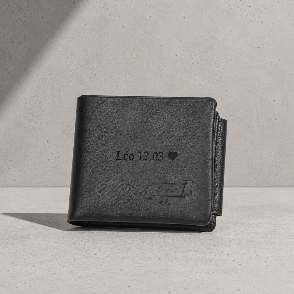 Portefeuille Cuir Homme Personnalisé Compact Zippé