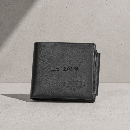 Portefeuille Cuir Homme Personnalisé Compact Zippé