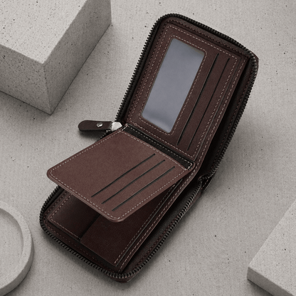 Portefeuille Homme Similicuir Effet Croco Zippé RFID