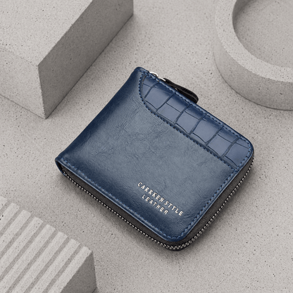 Portefeuille Homme Similicuir Effet Croco Zippé RFID