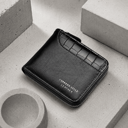 Portefeuille Homme Similicuir Effet Croco Zippé RFID