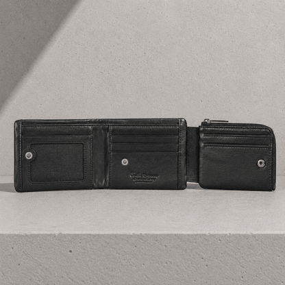 Portefeuille Cuir Homme Personnalisé Compact Zippé