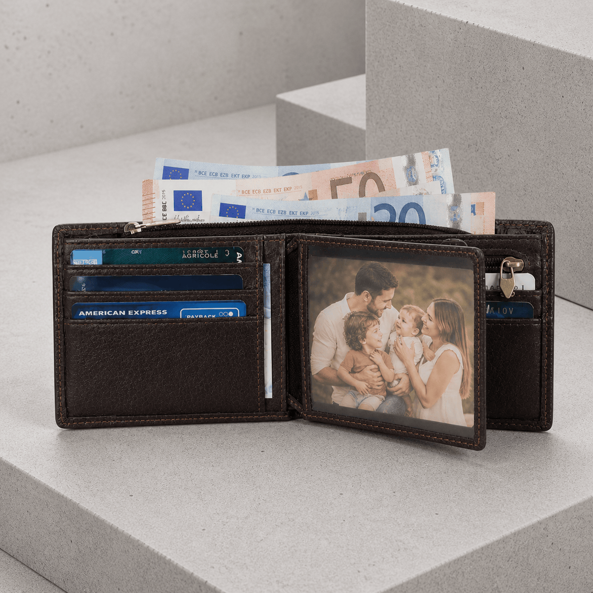 Portefeuille Homme Cuir Véritable Vachette RFID Compact