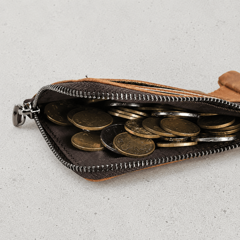 Portefeuille Cuir Homme Personnalisé Compact Zippé