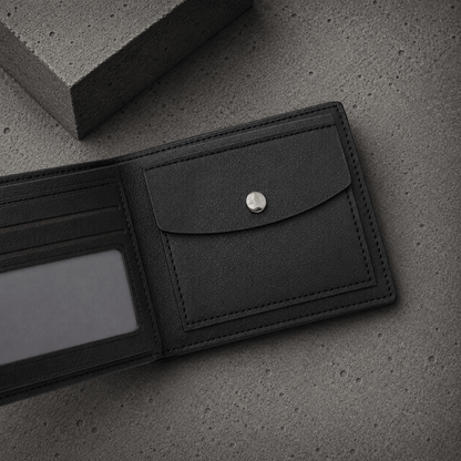 Portefeuille Homme Fin Grainé Bouton-Pression