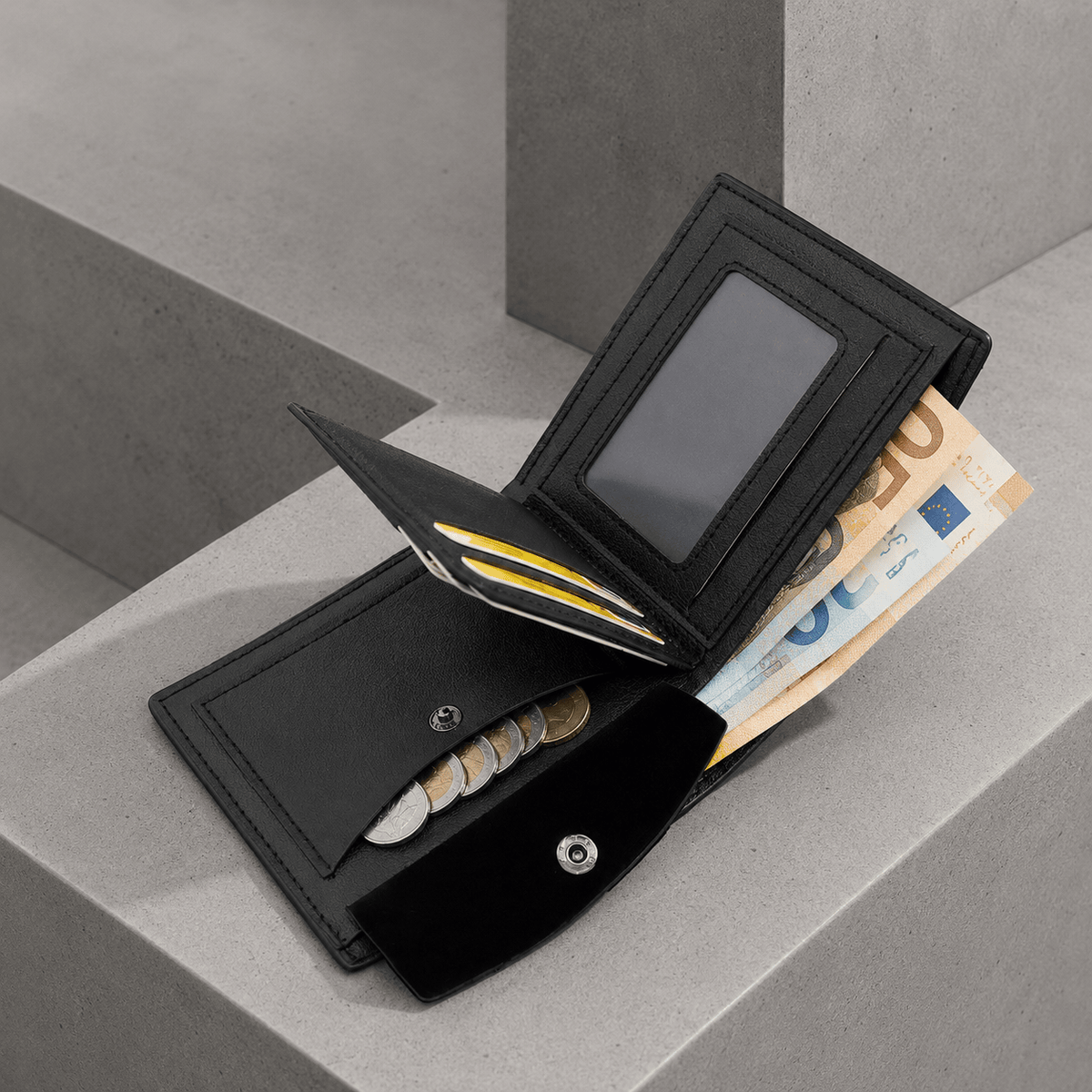 Portefeuille Homme Fin Grainé Bouton-Pression