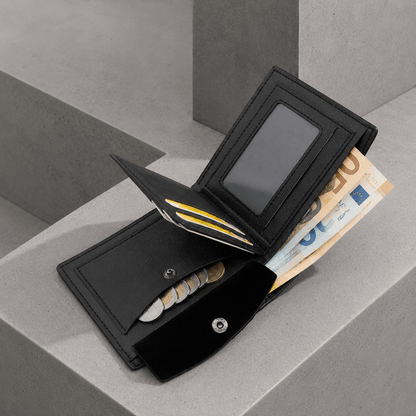 Portefeuille Homme Fin Grainé Bouton-Pression