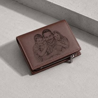 Portefeuille Homme Personnalisé Photo Gravée Zippé