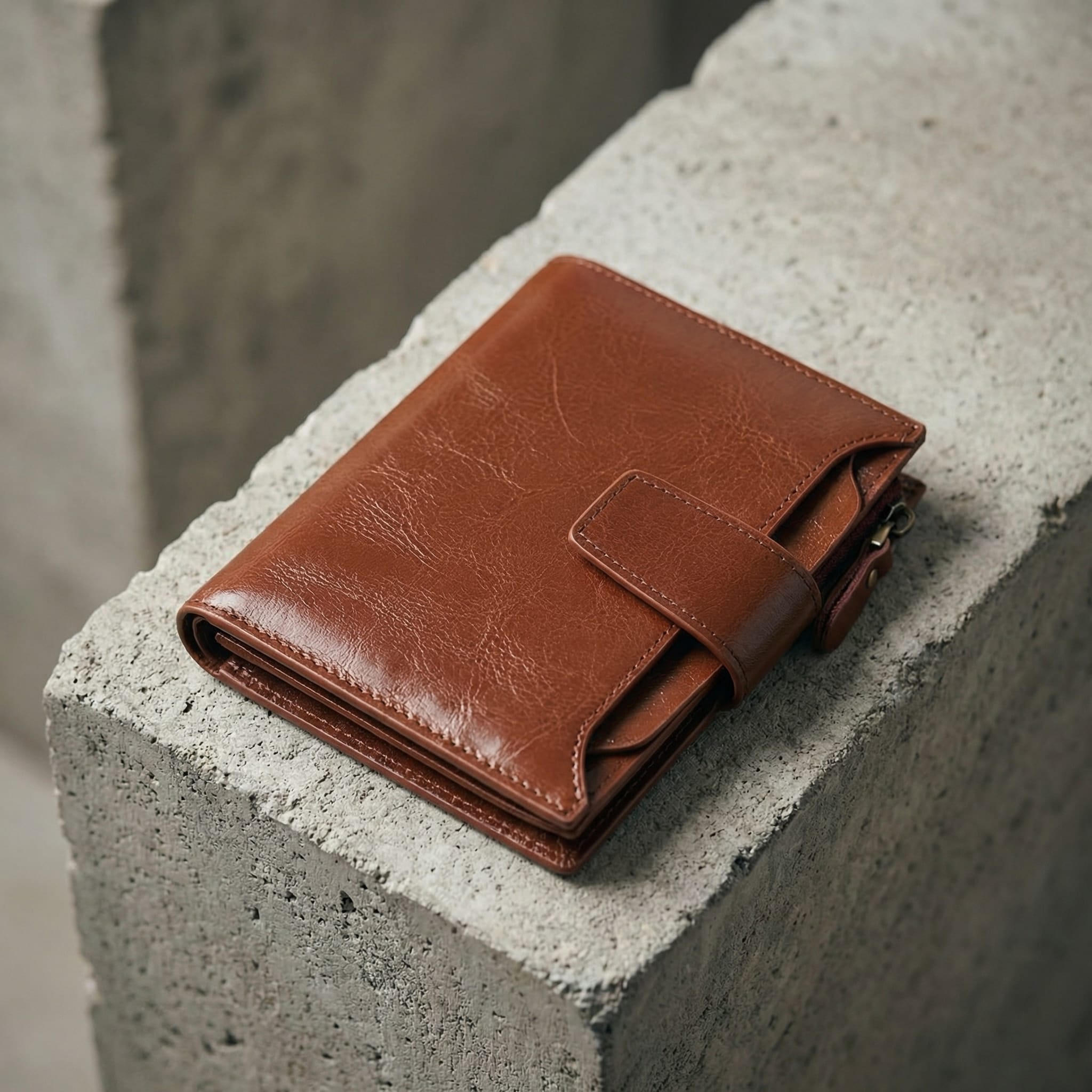 Portefeuille Homme Zippé RFID Porte-Monnaie 12 Cartes