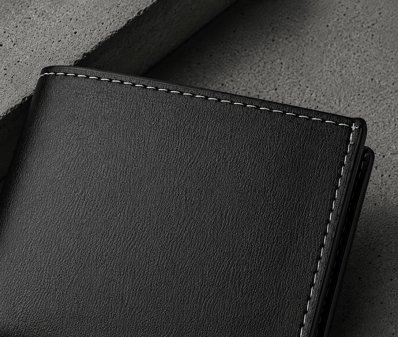 Portefeuille Homme Moderne 2 Volets et Coutures Blanches