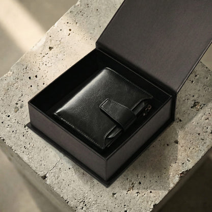Portefeuille Homme Zippé RFID Porte-Monnaie 12 Cartes