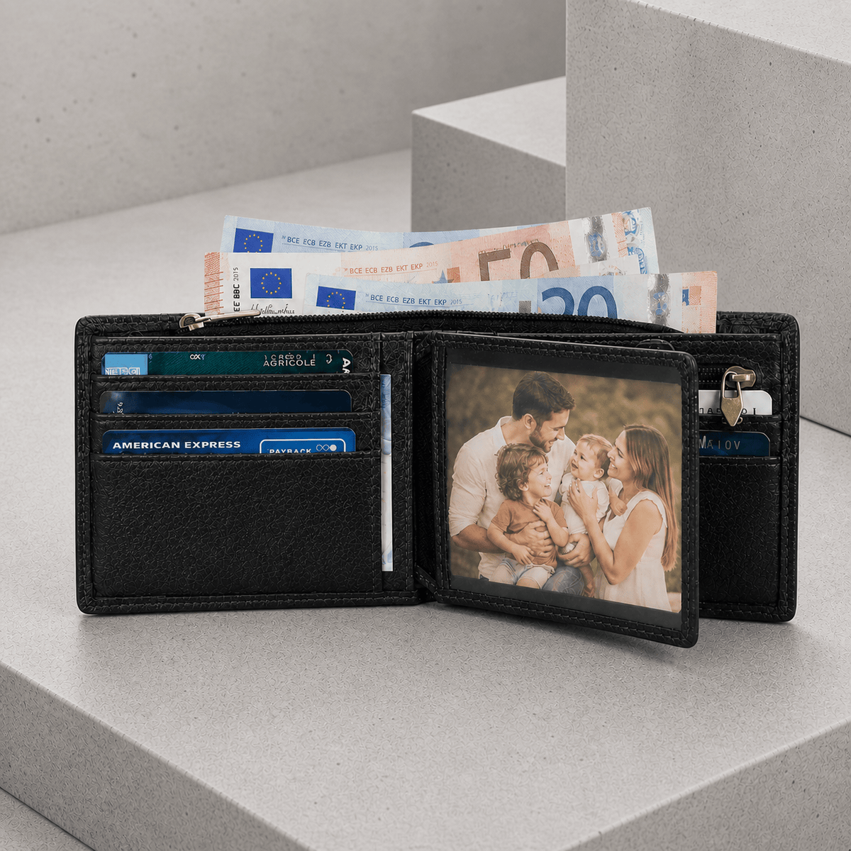 Portefeuille Homme Cuir Véritable Vachette RFID Compact