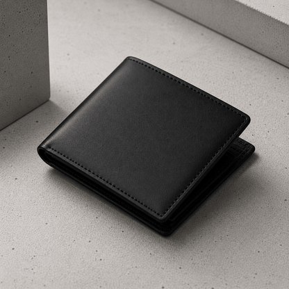Portefeuille Homme Noir Cuir Véritable Compact Anti RFID