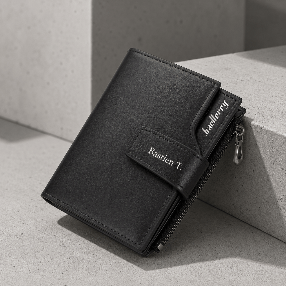 Portefeuille Homme Personnalisable Vertical Zippé