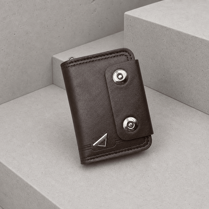Portefeuille Homme Zippé Compact Anti-RFID Bouton Pression