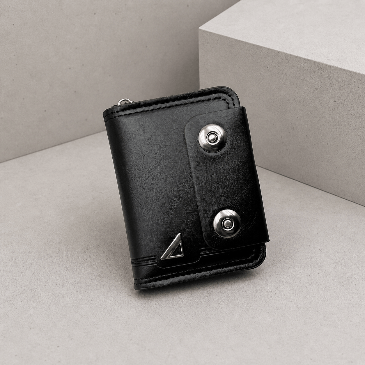 Portefeuille Homme Zippé Compact Anti-RFID Bouton Pression