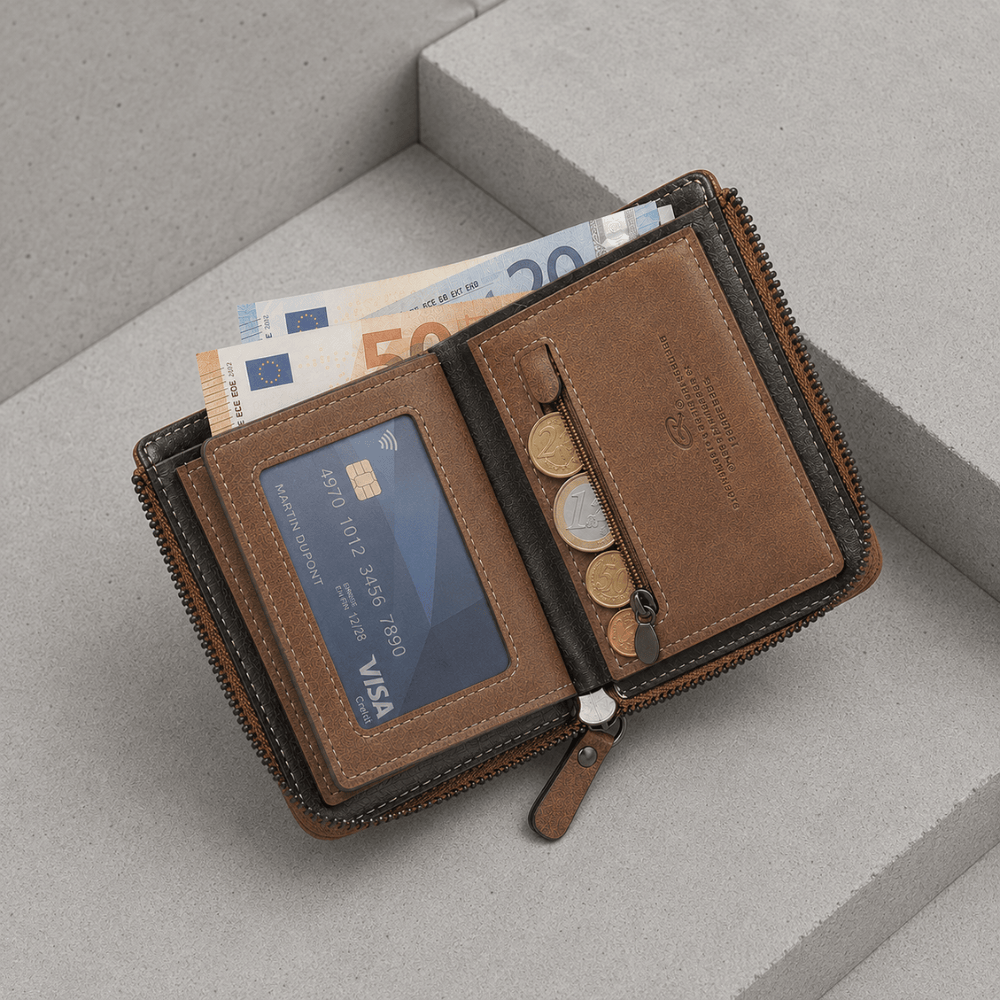 Portefeuille Homme Fermeture Éclair à Personnaliser