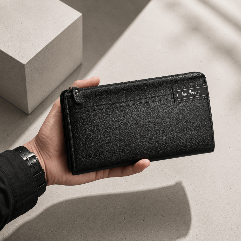 Grand Portefeuille Personnalisé Homme Zippé à Graver