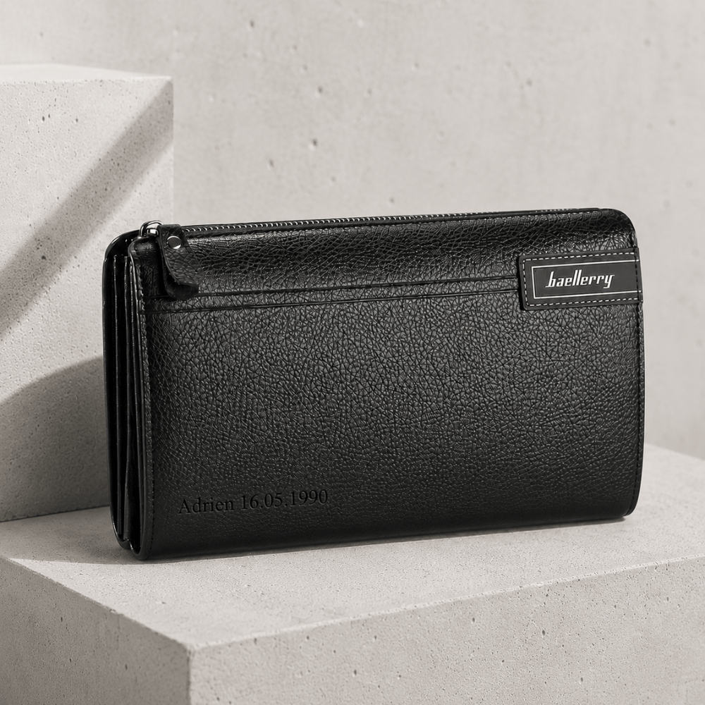 Grand Portefeuille Personnalisé Homme Zippé à Graver