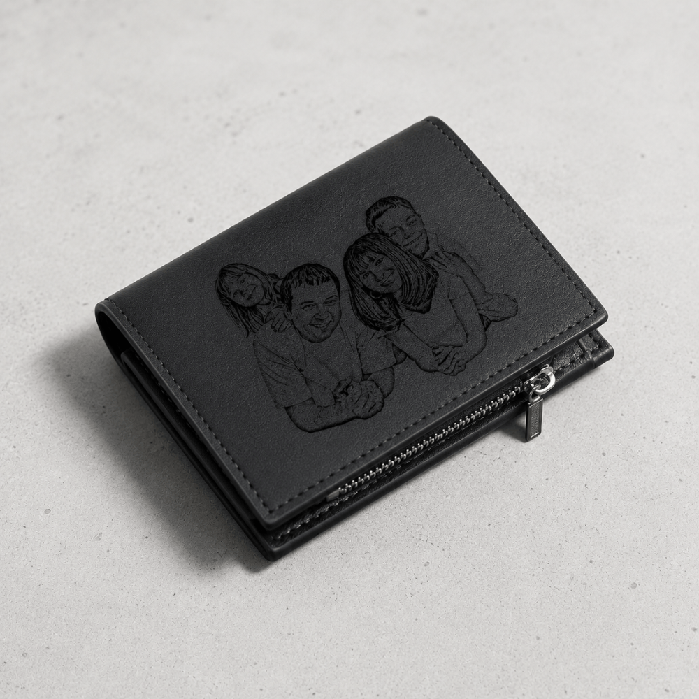 Portefeuille Homme Personnalisé Photo Gravée Zippé