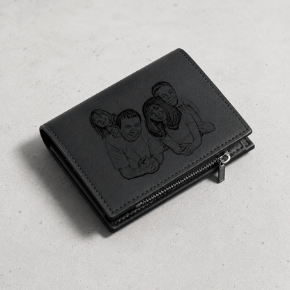Portefeuille Homme Personnalisé Photo Gravée Zippé