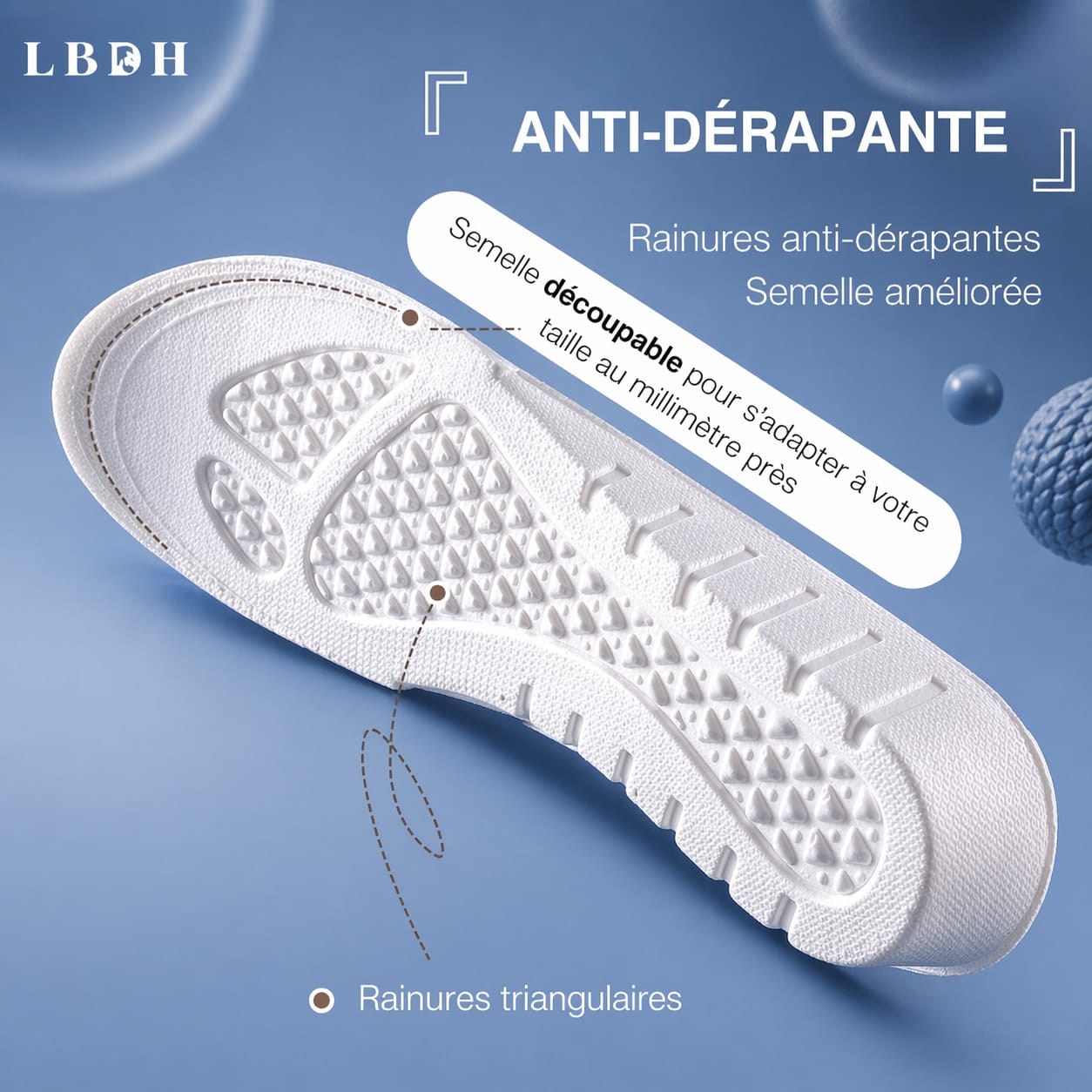 Semelles rehaussantes +1,5 à 3,5 cm à mémoire de forme