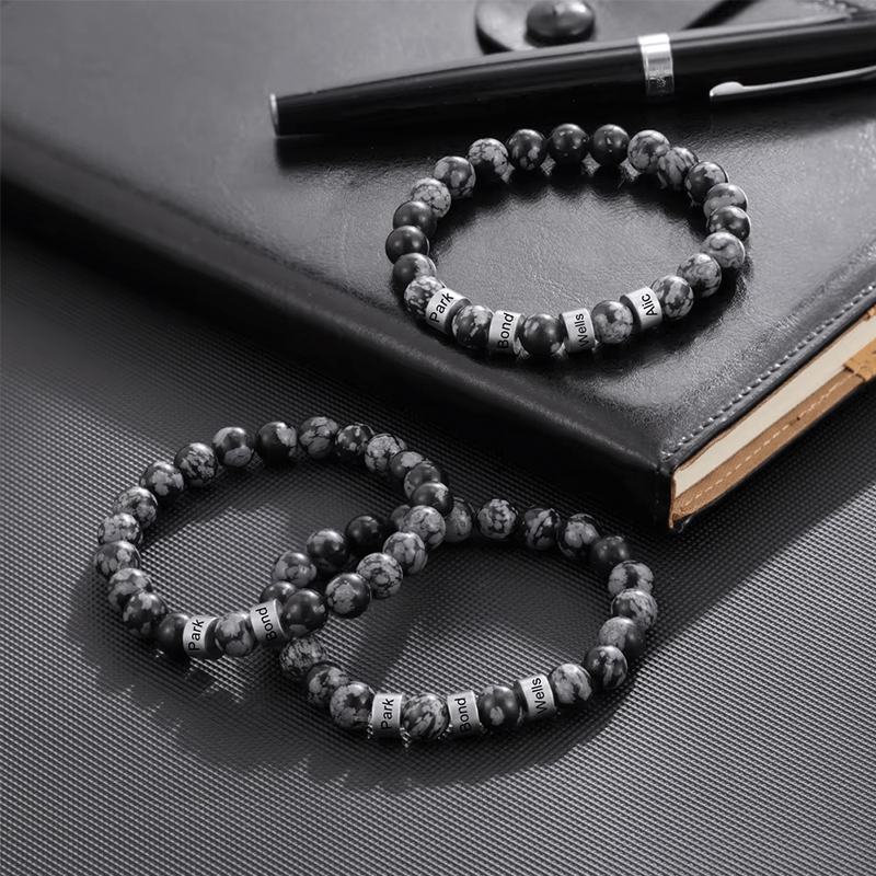 Bracelet Homme Personnalisé Perles -  Pierres Naturelles